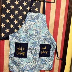 Lilly Pulitzer blue and White Apron with Pockets